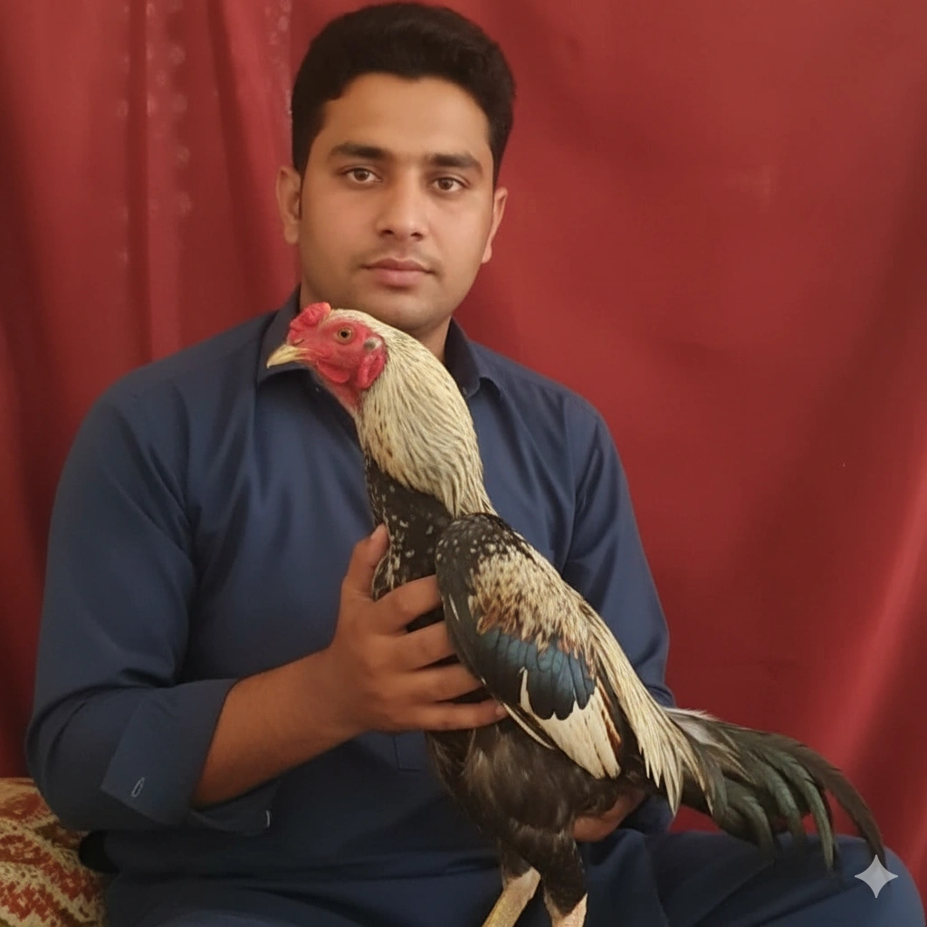 Farmer with Fighting Chickens